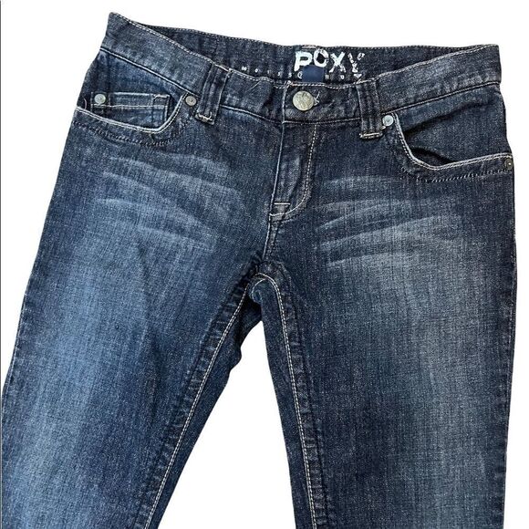 ROXY Cropped Capri Stretch Dark Wash Mid Rise Straight Leg Denim Jean 7 - Picture 3 of 8